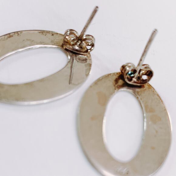 Vintage Sterling Silver 925 Earrings Oval Post Minimalist Y2K 1990s Lightweight - Picture 11 of 11